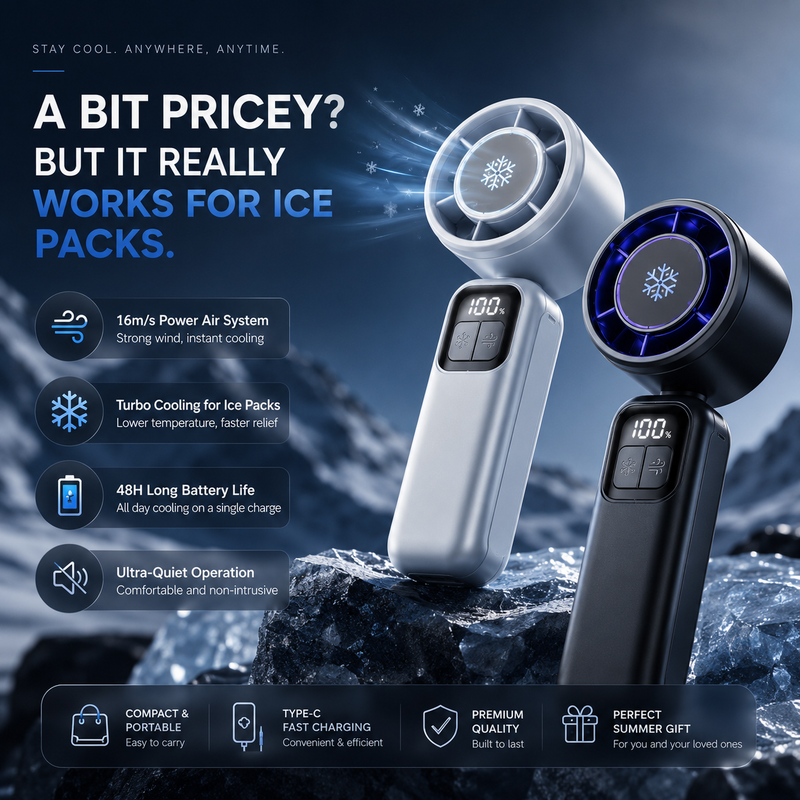 Zephr™ Turbo Ice Cooling Fan | Portable Rechargeable High-Speed Handheld Ice Fan